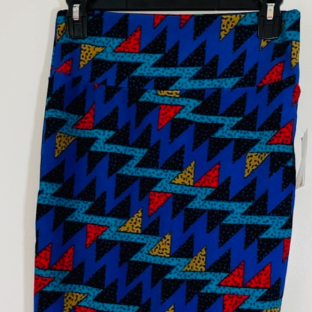 NWT LulaRoe Pencil Skirt Women's Size Small Retro Print Blue